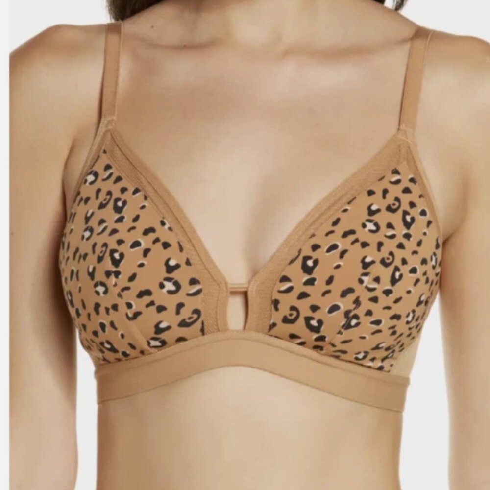LIVELY Lightly Lined Wireless Triangle Bra 1 Leopard Cheetah Animal Print